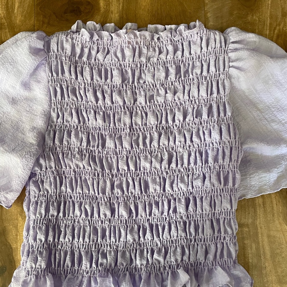Lisa Says Gah Purple Puff Sleeve Top